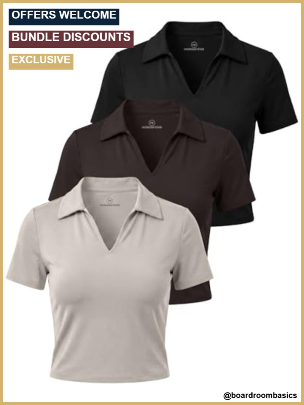 3 Pack Women's Dry Fit Polo Shirts V Neck Short Sleeve Golf Collared